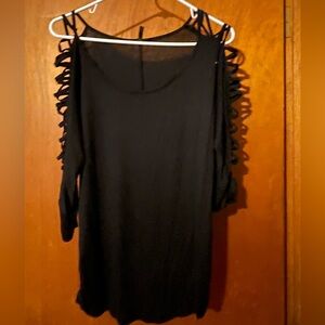 Black Cutout Sleeve Top